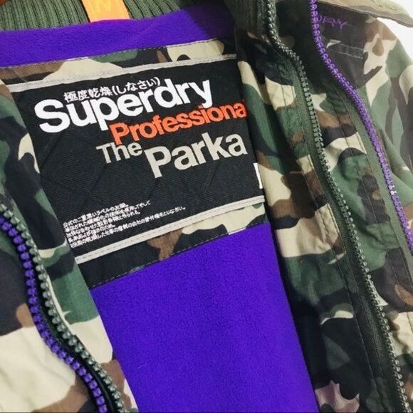 SUPERDRY Camo Print Faux Fur Professional The Parka Hooded Jacket Size XS - Picture 7 of 15
